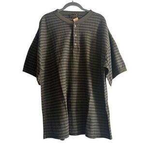 Eddie Bauer Vintage USA‑Made Stripe Henley Herringbone Knit Long Sleeve Medium